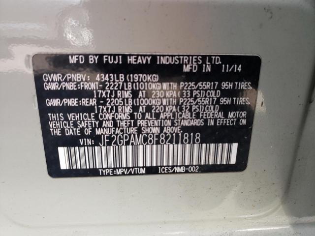 Photo 10 from auction – 2015 SUBARU XV CROSSTR with VIN JF2GPAMC8F8211818