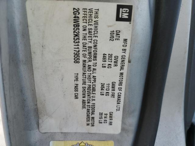 Photo 10 from auction – 2003 BUICK REGAL LS with VIN 2G4WB52K531179558