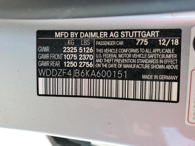 Photo 10 from auction – 2019 MERCEDES-BENZ E 300 with VIN WDDZF4JB6KA600151