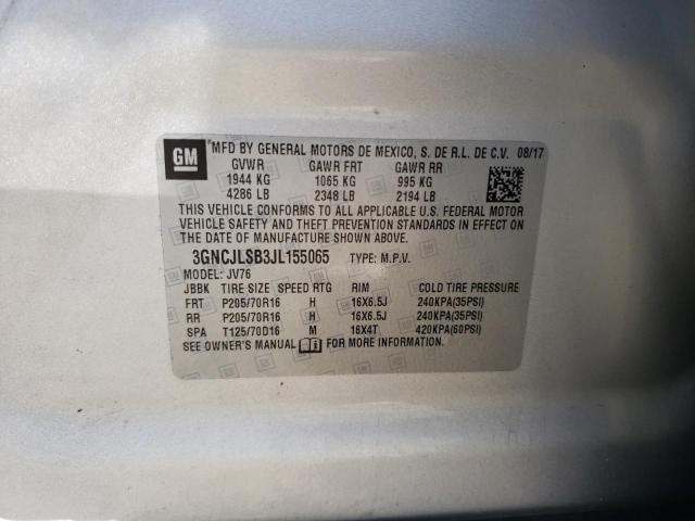 Photo 10 from auction – 2018 CHEVROLET TRAX 1LT with VIN 3GNCJLSB3JL155065