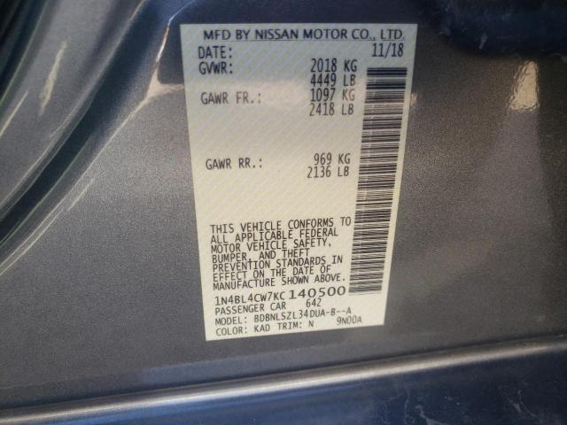 Photo 10 from auction – 2019 NISSAN ALTIMA SR with VIN 1N4BL4CW7KC140500
