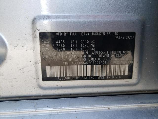 Photo 10 from auction – 2012 SUBARU LEGACY 2.5 with VIN 4S3BMBA62C3027926