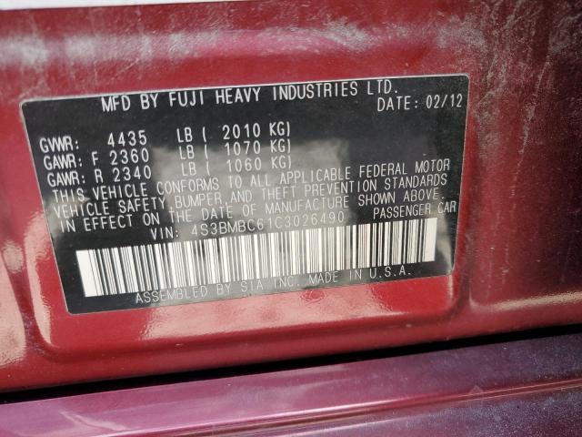 صورة رقم 10 من المزاد - 2012 SUBARU LEGACY 2.5 مع VIN 4S3BMBC61C3026490