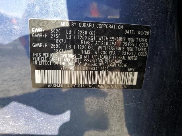 Photo 10 from auction – 2021 SUBARU OUTBACK ON with VIN 4S4BTGLD9M3111296