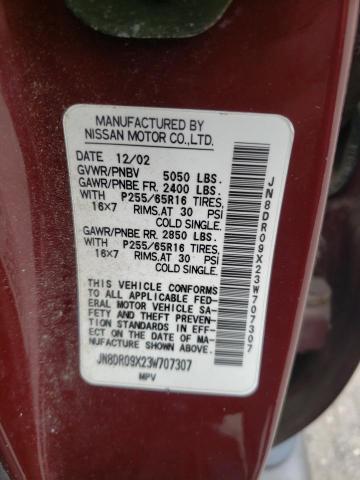Photo 10 from auction – 2003 NISSAN PATHFINDER with VIN JN8DR09X23W707307