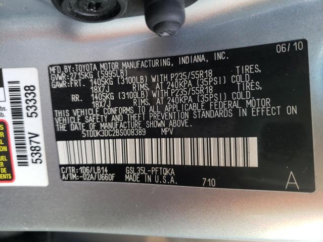 Photo 10 from auction – 2011 TOYOTA SIENNA XLE with VIN 5TDDK3DC2BS008389