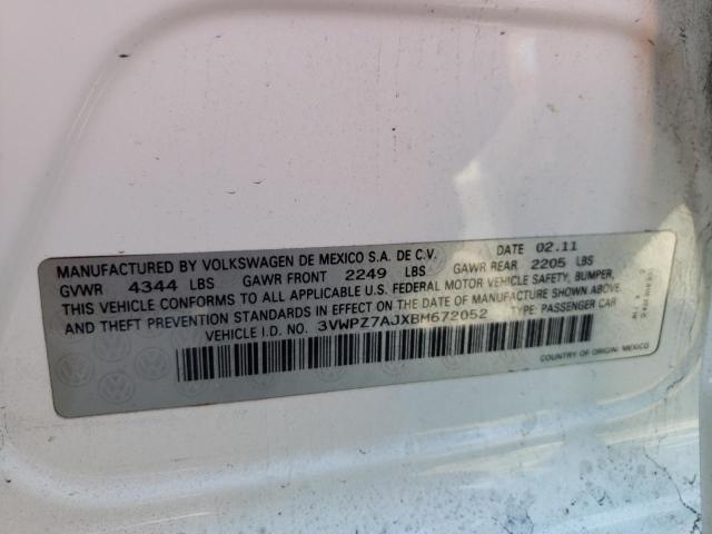Photo 10 from auction – 2011 VOLKSWAGEN JETTA S with VIN 3VWPZ7AJXBM672052