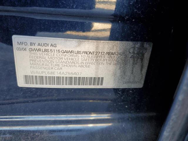 Photo 10 from auction – 2004 AUDI S4 with VIN WAUPL68E14A255407