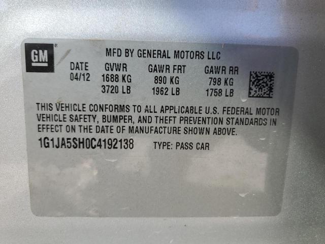 Zdjęcie 10 z aukcji – 2012 CHEVROLET SONIC LS z VIN 1G1JA5SH0C4192138