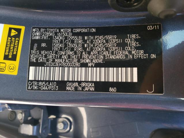 Photo 10 from auction – 2011 TOYOTA HIGHLANDER with VIN JTEDC3EH7B2003280