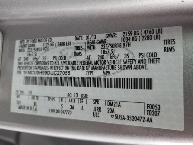Photo 10 from auction – 2013 FORD ESCAPE SEL with VIN 1FMCU0H99DUC27055
