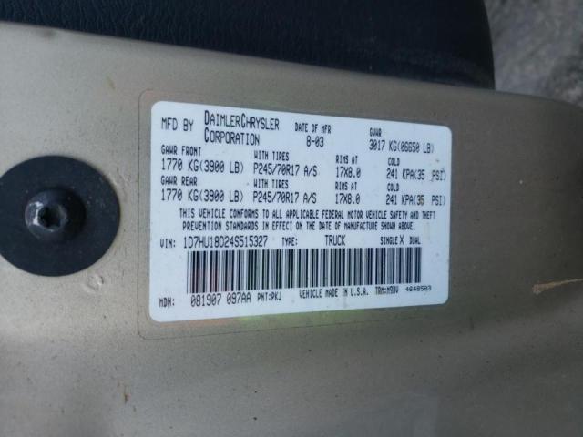 Photo 10 from auction – 2004 DODGE RAM 1500 S with VIN 1D7HU18D24S515327