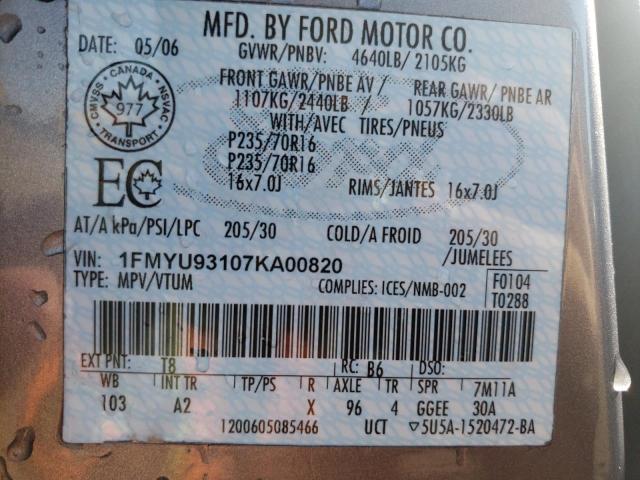Photo 10 from auction – 2007 FORD ESCAPE XLT with VIN 1FMYU93107KA00820