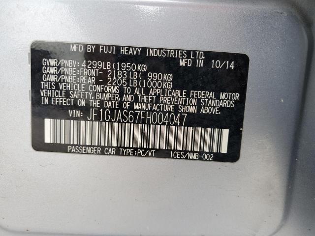 Photo 10 from auction – 2015 SUBARU IMPREZA SP with VIN JF1GJAS67FH004047