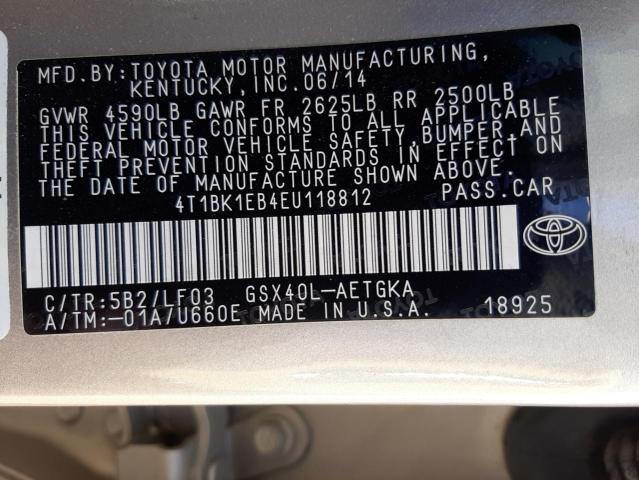 Photo 10 from auction – 2014 TOYOTA AVALON BAS with VIN 4T1BK1EB4EU118812