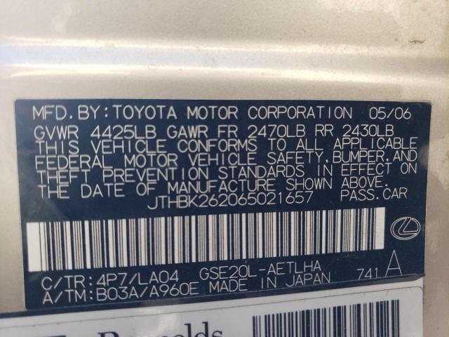 Foto 10 de la subasta – 2006 LEXUS IS 250 con VIN JTHBK262065021657