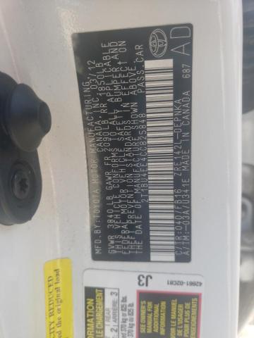Photo 10 from auction – 2012 TOYOTA COROLLA BA with VIN 2T1BU4EE4CC825848
