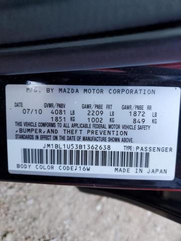 Photo 10 from auction – 2011 MAZDA 3 S with VIN JM1BL1U53B1362638