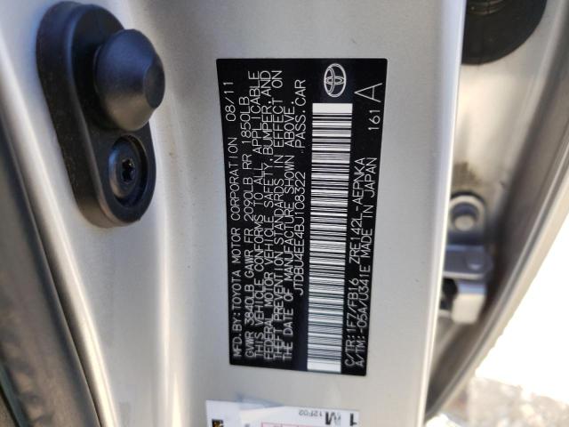 Photo 10 from auction – 2011 TOYOTA COROLLA BA with VIN JTDBU4EE4BJ108322