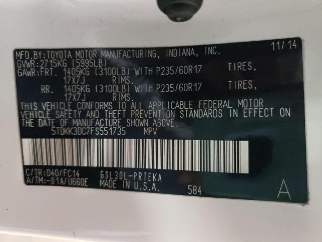 Photo 10 from auction – 2015 TOYOTA SIENNA LE with VIN 5TDKK3DC7FS551735