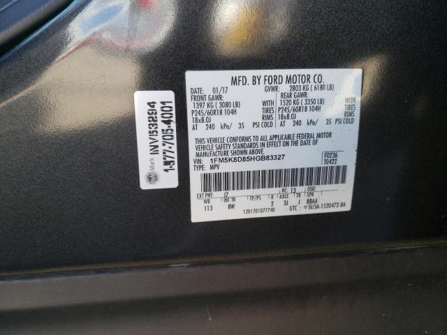 Photo 10 from auction – 2017 FORD EXPLORER X with VIN 1FM5K8D85HGB83327