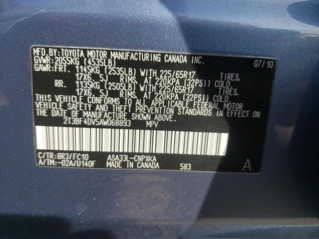 Фото 10 с аукциона – 2010 TOYOTA RAV4 с VIN 2T3BF4DV5AW068893