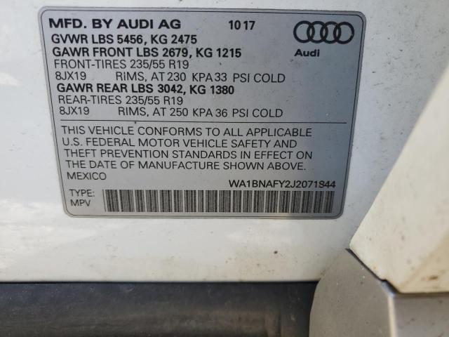 Photo 10 from auction – 2018 AUDI Q5 PREMIUM with VIN WA1BNAFY2J2071844