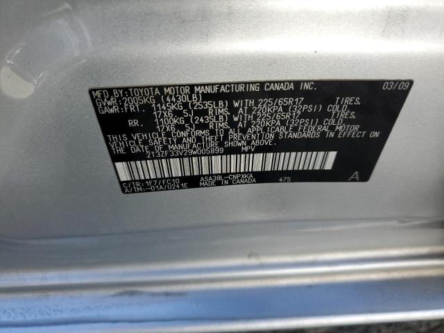 Photo 10 from auction – 2009 TOYOTA RAV4 with VIN 2T3ZF33V29W005899