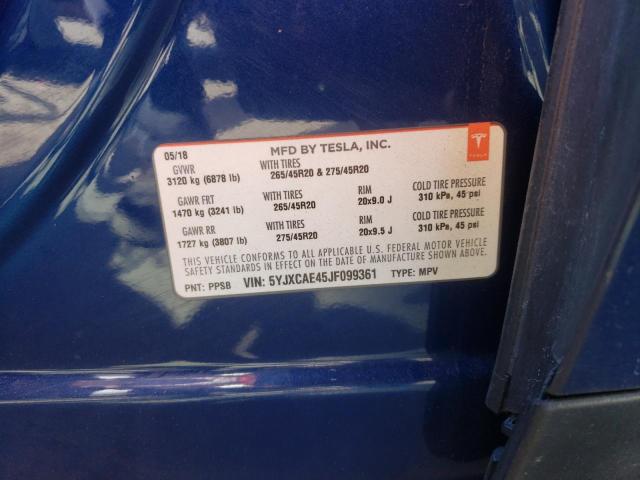 Photo 10 from auction – 2018 TESLA MODEL X with VIN 5YJXCAE45JF099361