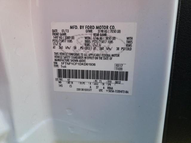Photo 10 from auction – 2013 FORD F150 with VIN 1FTNF1CF1DKD61936