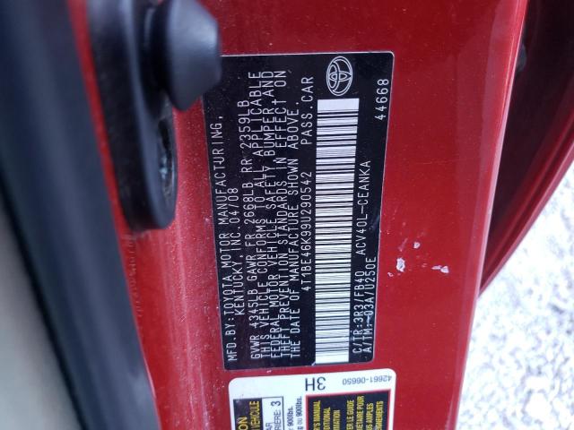 Photo 10 from auction – 2009 TOYOTA CAMRY BASE with VIN 4T1BE46K99U290542