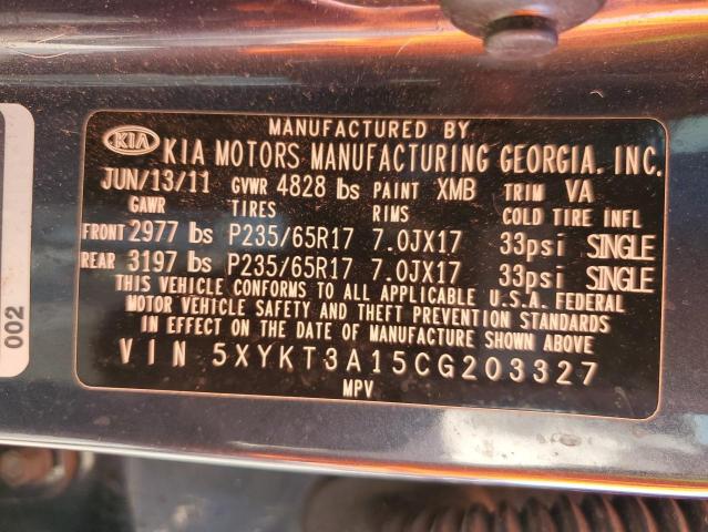 Photo 10 from auction – 2012 KIA SORENTO BA with VIN 5XYKT3A15CG203327