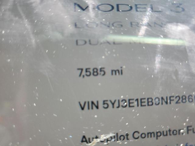 Photo 8 from auction – 2022 TESLA MODEL 3 with VIN 5YJ3E1EB9NF286633