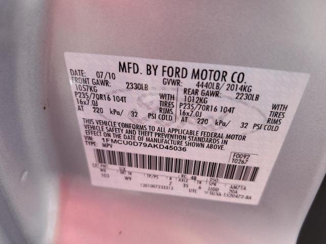 Photo 10 from auction – 2010 FORD ESCAPE XLT with VIN 1FMCU0D79AKD45036