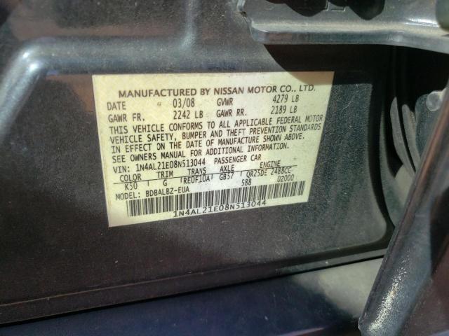 Photo 10 from auction – 2008 NISSAN ALTIMA 2.5 with VIN 1N4AL21E08N513044