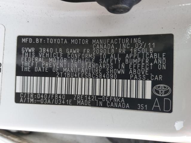 Photo 10 from auction – 2011 TOYOTA COROLLA BA with VIN 2T1BU4EE5BC584090