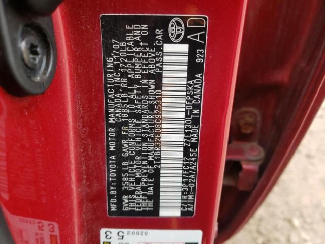 Photo 10 from auction – 2008 TOYOTA COROLLA CE with VIN 2T1BR32E08C925310
