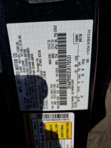Photo 10 from auction – 2020 FORD FUSION SE with VIN 3FA6P0HD2LR170531