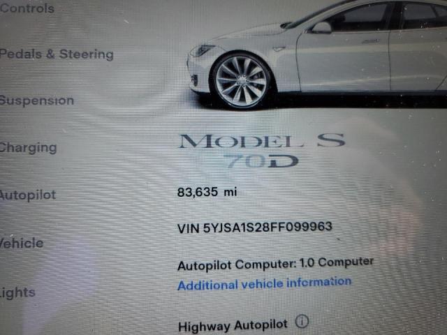 Photo 8 from auction – 2015 TESLA MODEL S 70 with VIN 5YJSA1S28FF099963