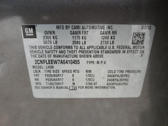 Photo 10 from auction – 2010 CHEVROLET EQUINOX LT with VIN 2CNFLEEW7A6410455