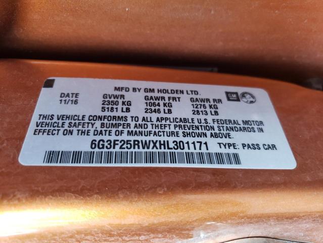 Photo 10 from auction – 2017 CHEVROLET SS with VIN 6G3F25RWXHL301171