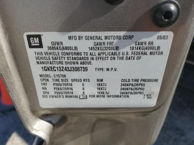 Photo 10 from auction – 2003 GMC YUKON with VIN 1GKEC13Z43J308739
