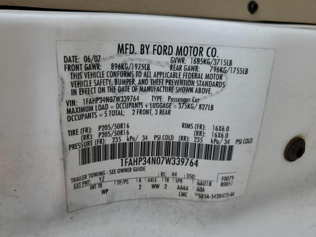 Photo 10 from auction – 2007 FORD FOCUS ZX4 with VIN 1FAHP34N07W339764