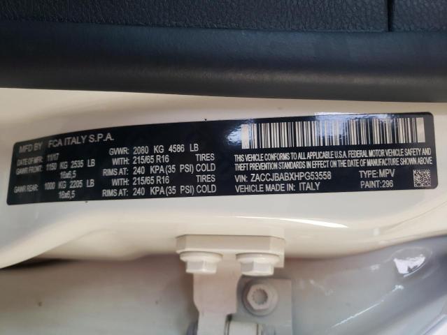 Photo 10 from auction – 2017 JEEP RENEGADE S with VIN ZACCJBABXHPG53558