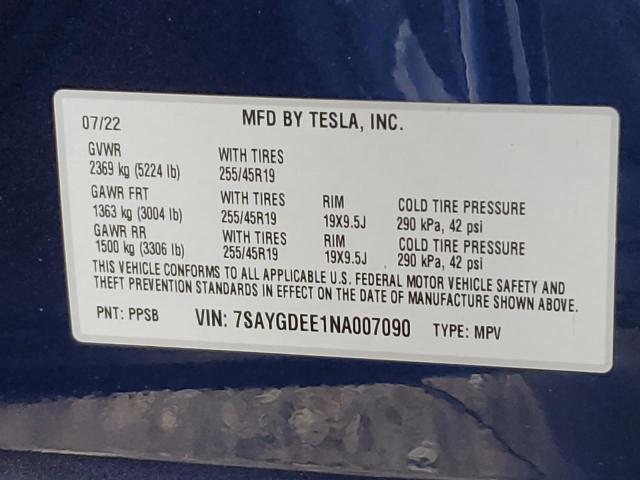 Фото 10 с аукциона – 2022 TESLA MODEL Y с VIN 7SAYGDEE1NA007090
