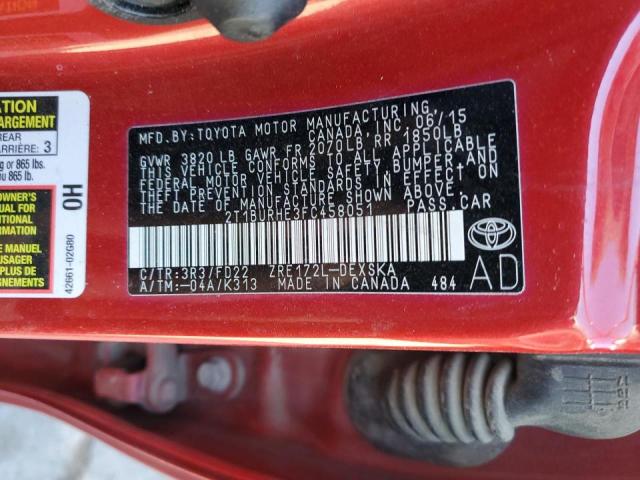Photo 10 from auction – 2015 TOYOTA COROLLA L with VIN 2T1BURHE3FC458051