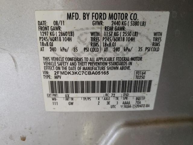 Photo 10 from auction – 2012 FORD EDGE LIMIT with VIN 2FMDK3KC7CBA05165