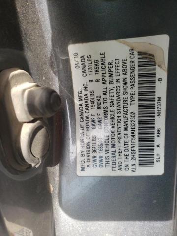 Photo 10 from auction – 2010 HONDA CIVIC LX with VIN 2HGFA1F54AH322302