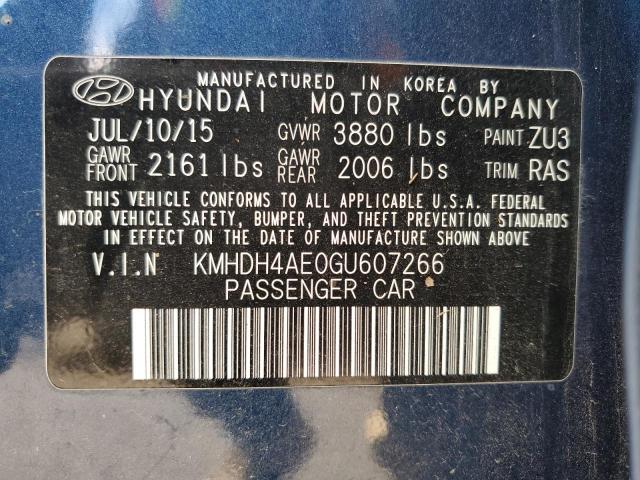 Photo 10 from auction – 2016 HYUNDAI ELANTRA SE with VIN KMHDH4AE0GU607266