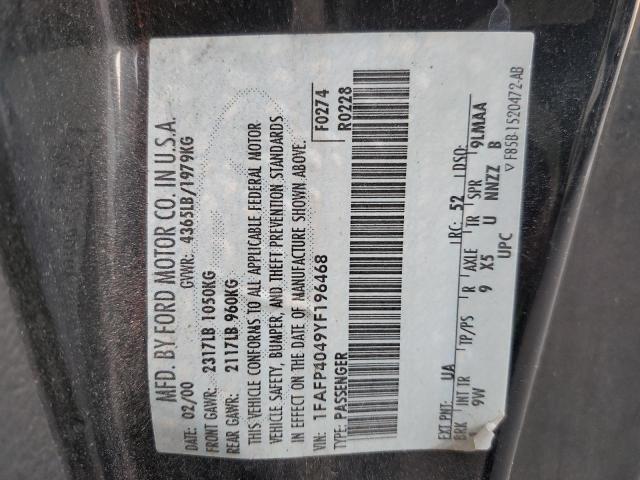 Photo 10 from auction – 2000 FORD MUSTANG with VIN 1FAFP4049YF196468